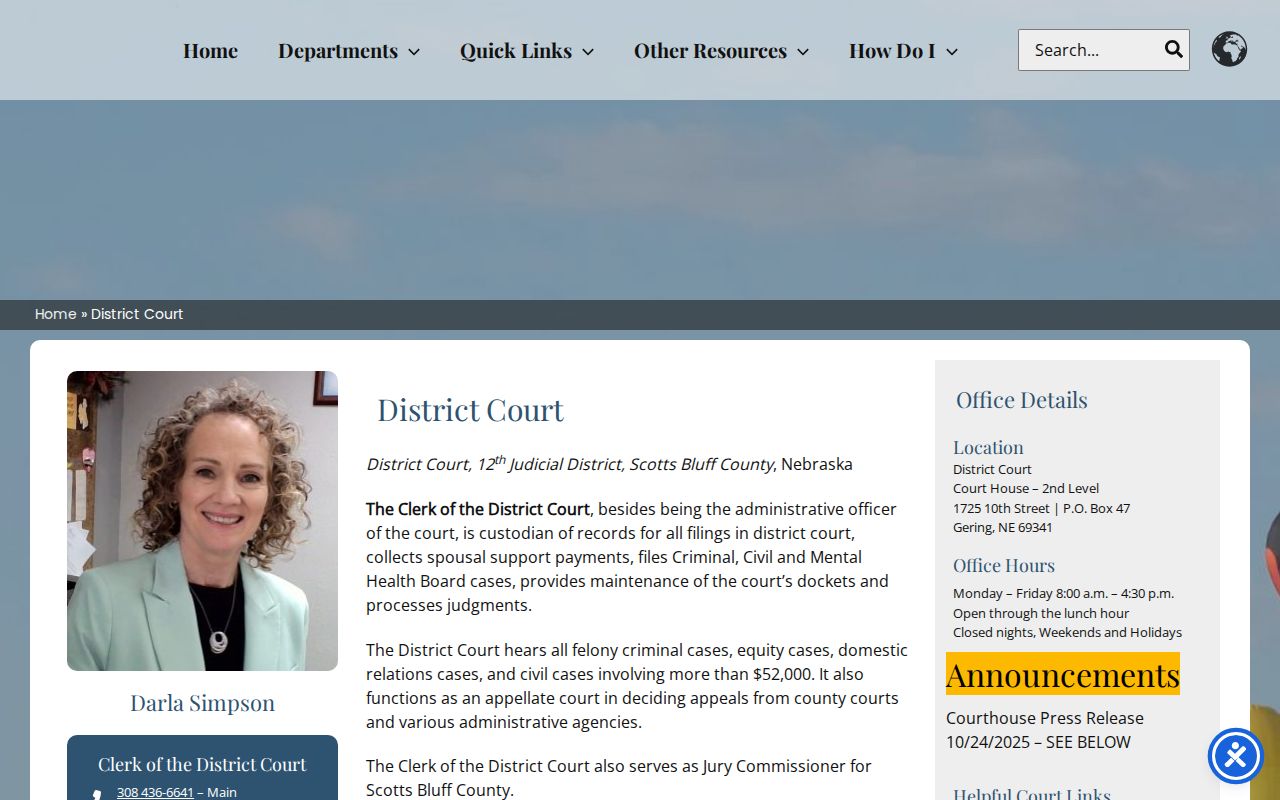 Scotts Bluff County bench warrant lookup District Court source