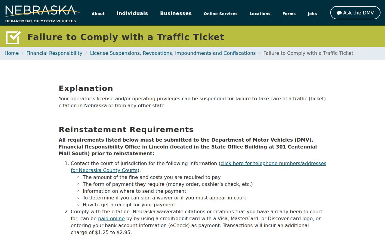 Scotts Bluff County traffic warrant records compliance guidance