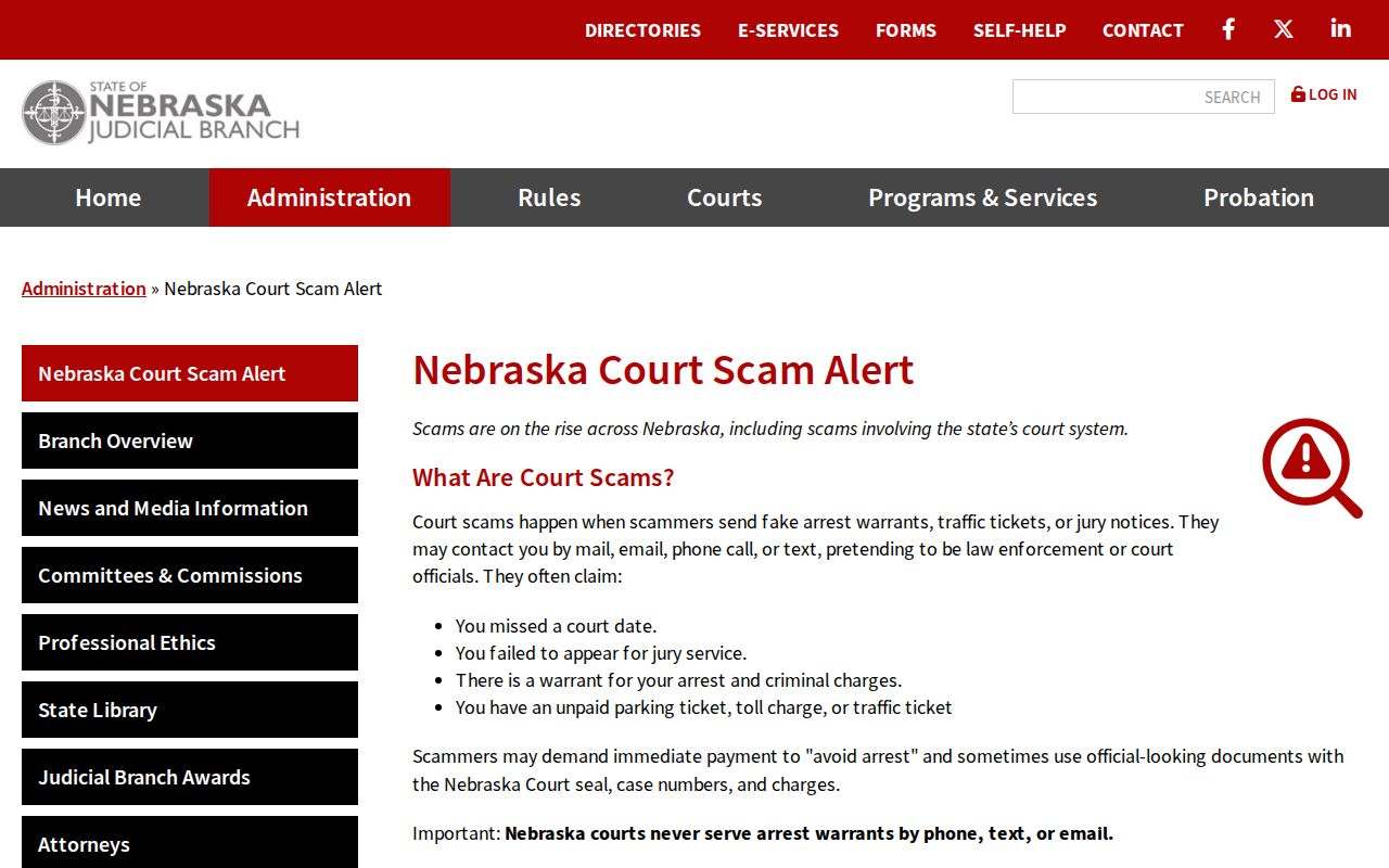 Scotts Bluff County most wanted records official court scam warning