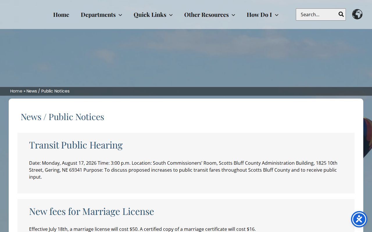Scotts Bluff County current official public notices route for active warrant research
