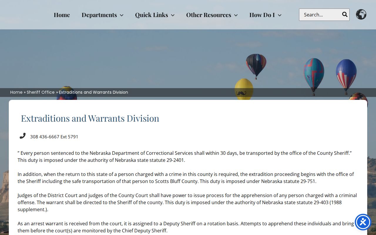 Scotts Bluff County warrant records county sheriff justice context